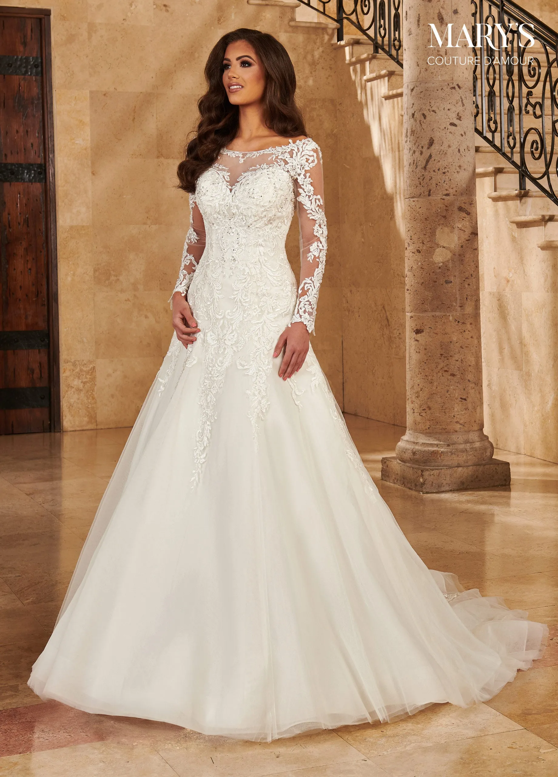 Long Sleeve Wedding Dress by Mary's Bridal MB4125