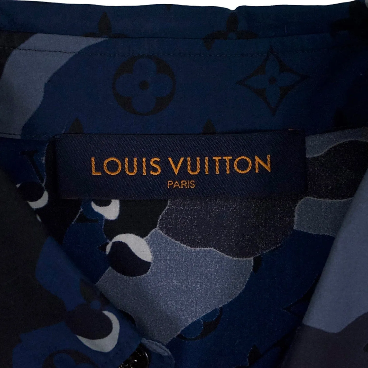 Louis Vuitton Camouflage DNA Button Up Shirt Blue Camo Pre-Owned