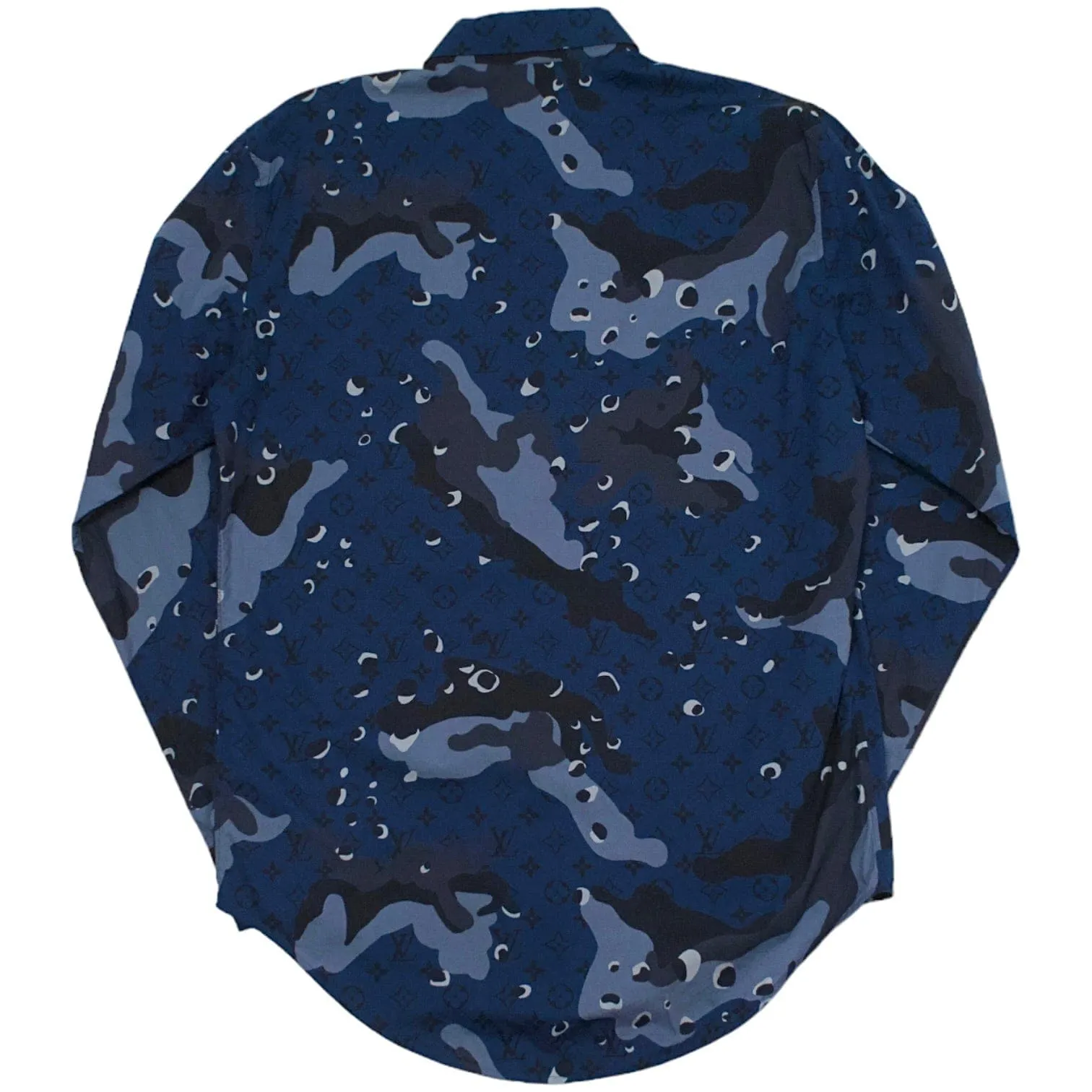 Louis Vuitton Camouflage DNA Button Up Shirt Blue Camo Pre-Owned