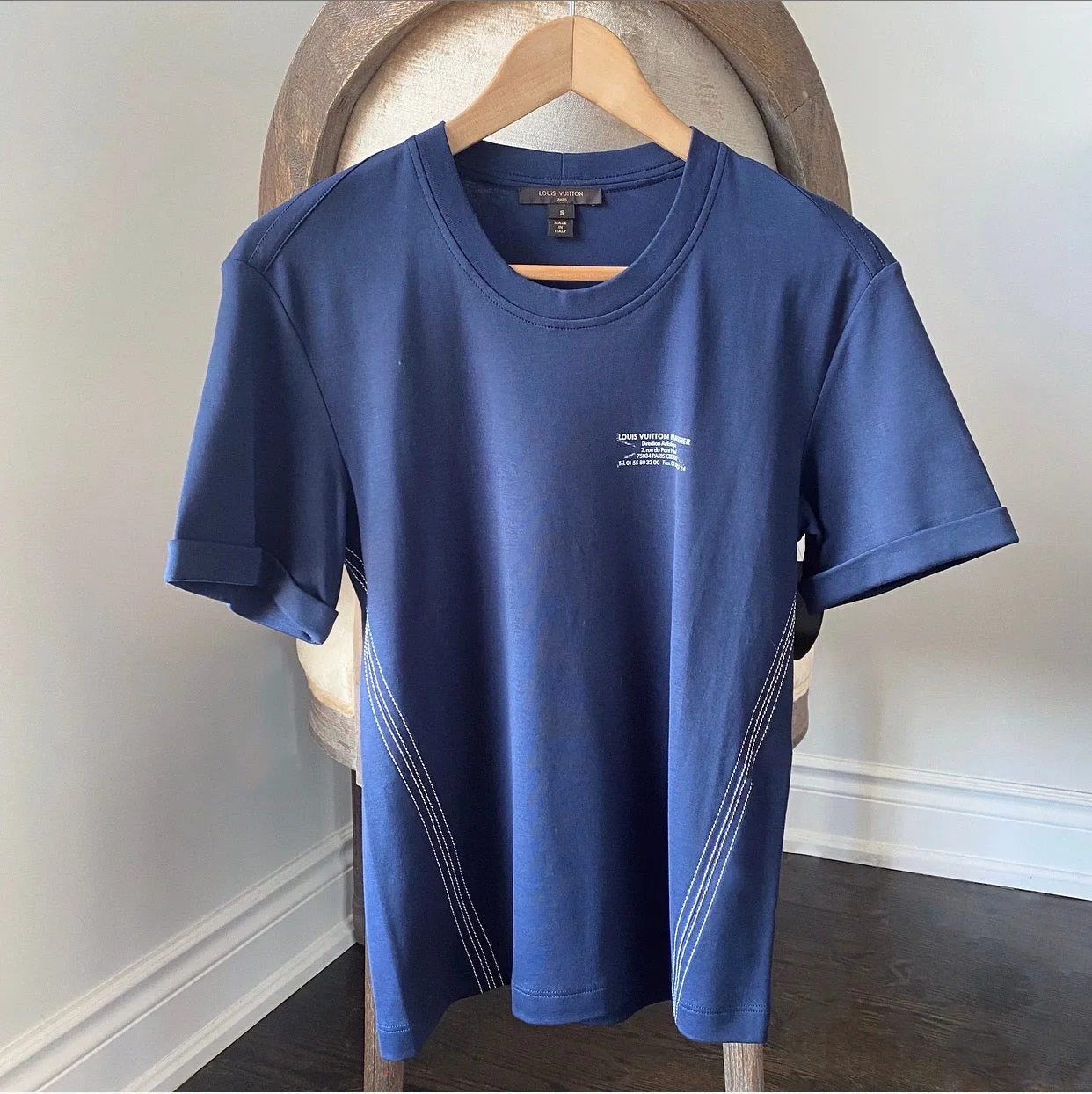 Louis Vuitton Navy Malletier Script T Shirt - S