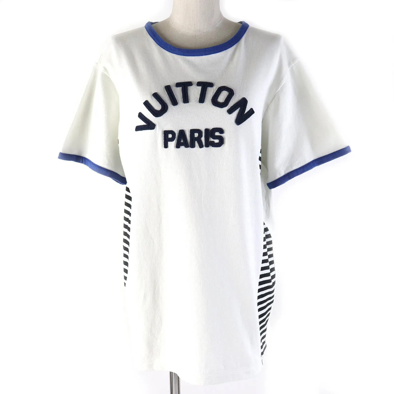 LOUIS VUITTON Short sleeve T-shirt 1ABCFP Main: 100% cotton, Other: 55% polyester, 45% cotton White blue black Vuitton Paris T-shirt Women M Used