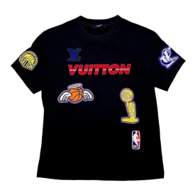 Louis Vuitton x NBA Multi Patch Logo Short Sleeve Tee Shirt Black Pre-Owned