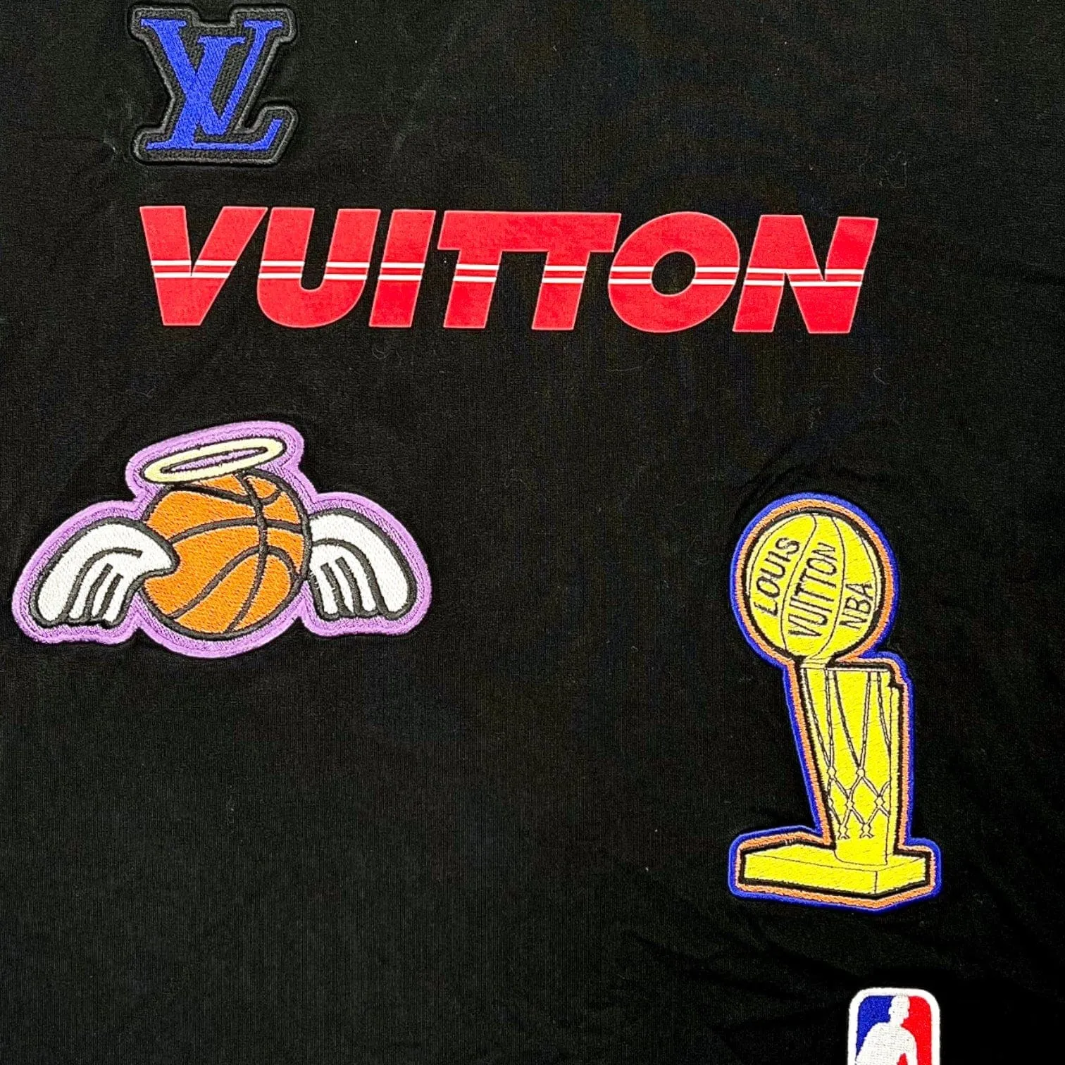 Louis Vuitton x NBA Multi Patch Logo Short Sleeve Tee Shirt Black Pre-Owned