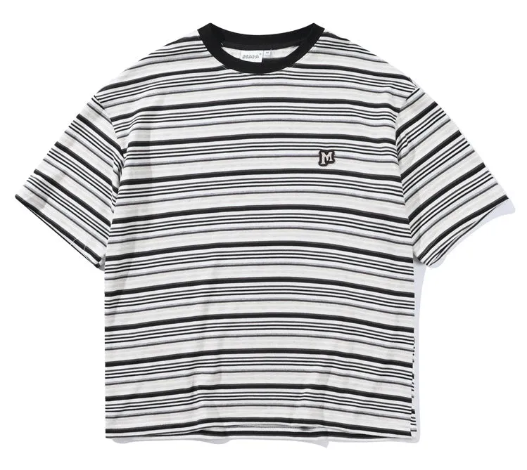 Men's Striped Loose Artistic Youth Fresh T-shirt