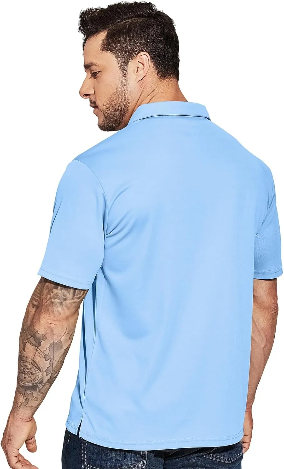 MIER Men's Quick Dry Polo Shirts Polyester Casual Collared Shirts Short Sleeve, Moisture-Wicking, Sun Protection