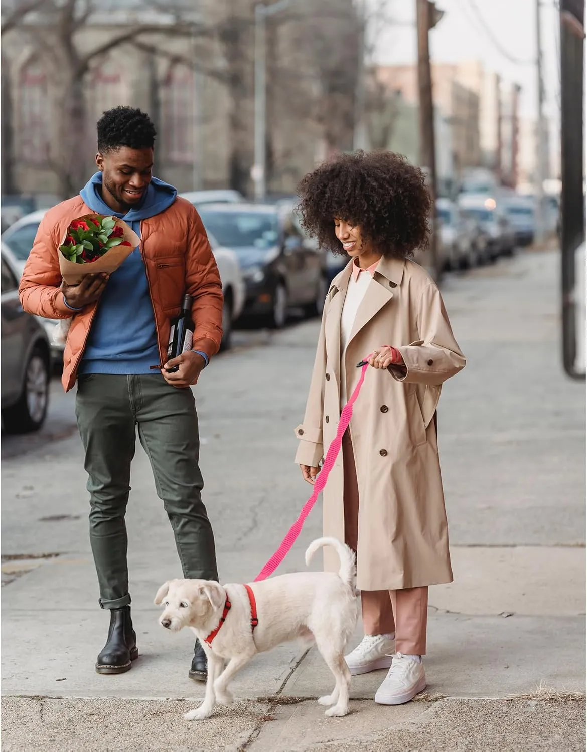 Mile High Life | Bungee Dog Leash | Gentle Pull Training Lead | Soft Comfort Texture | 3-5 Feet | for Dogs/Cats Under 20 lb (Pink)