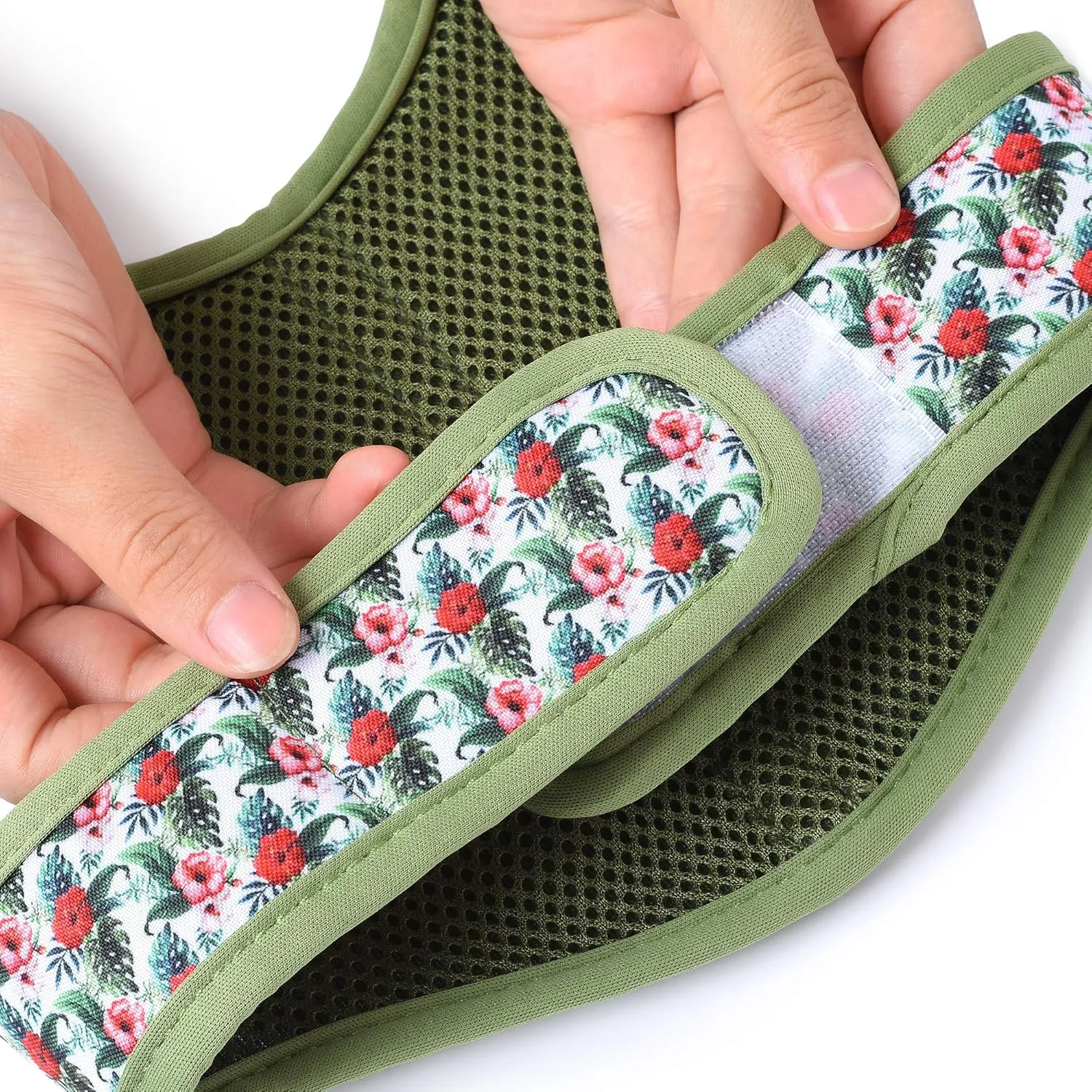 Mile High Life Dog Harness, Air Mesh Floral Vest Harness for 20 lbs Small Dogs & Cats, Easy Get on Adjustable Easy Closures Both Neck and Chest(Wild Rose, S Chest 16"-18")