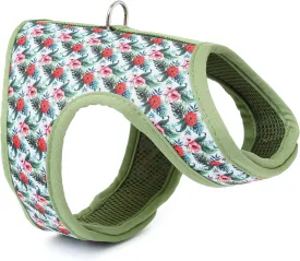 Mile High Life Dog Harness, Air Mesh Floral Vest Harness for 20 lbs Small Dogs & Cats, Easy Get on Adjustable Easy Closures Both Neck and Chest(Wild Rose, S Chest 16"-18")