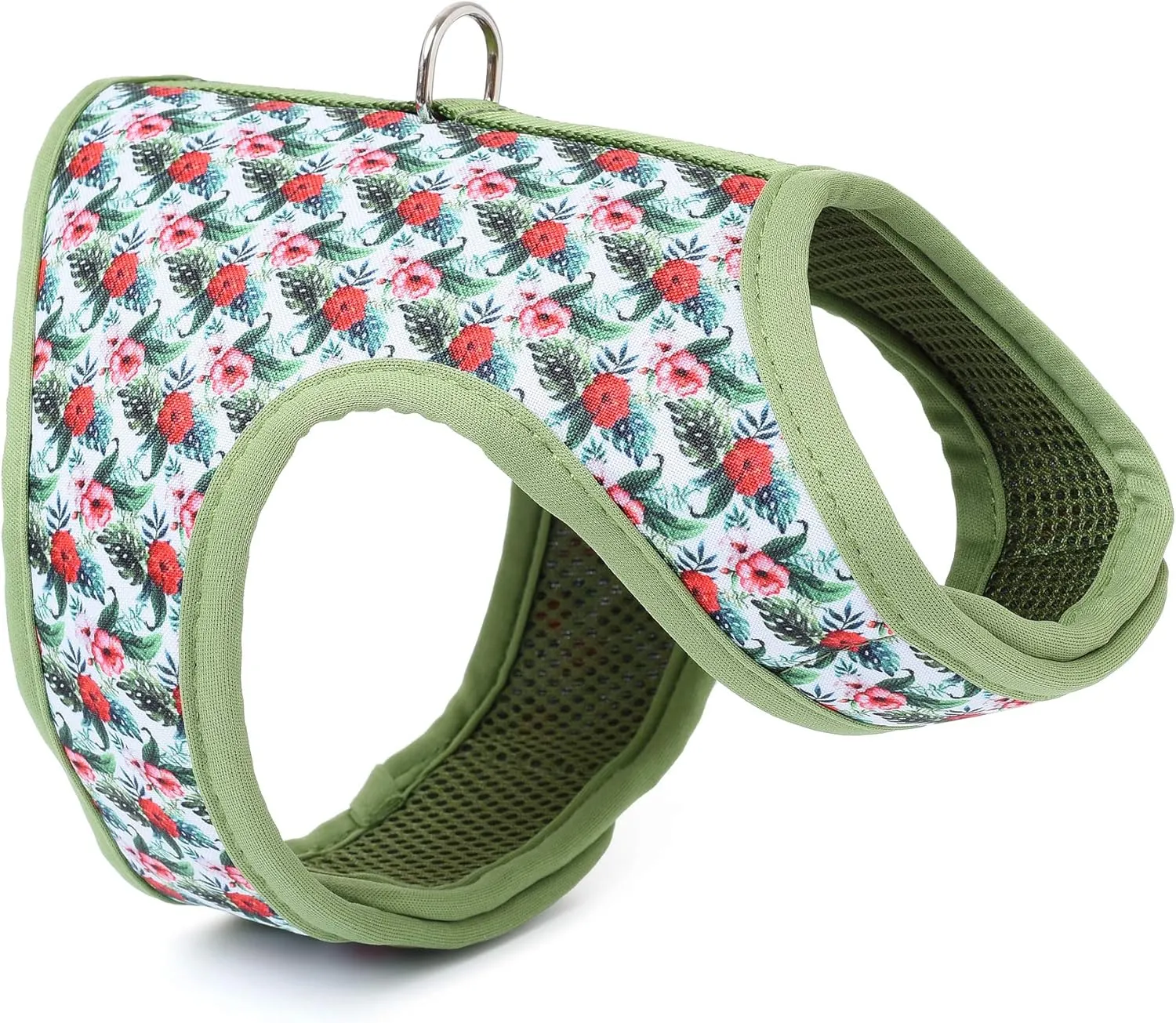 Mile High Life Dog Harness, Air Mesh Floral Vest Harness for 20 lbs Small Dogs & Cats, Easy Get on Adjustable Easy Closures Both Neck and Chest(Wild Rose, S Chest 16"-18")