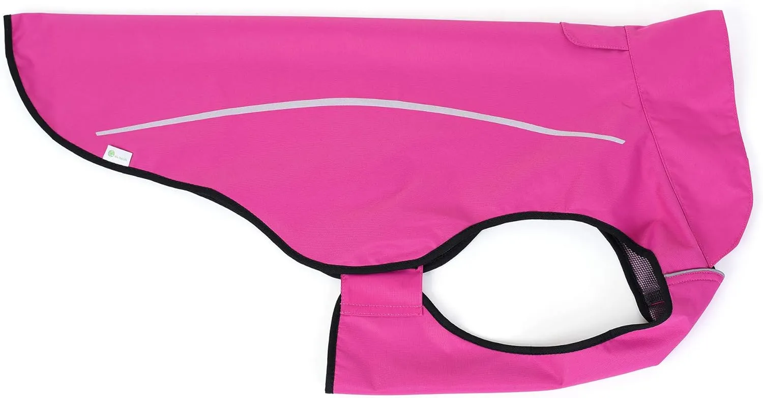 Mile High Life Dog Raincoat, Adjustable Waterproof Reflective Rain Jacket for Small Medium Large Dogs, Lightweight Breathable Pet Rain Coat with Leash Hole(Hot Pink,XXS Chest 16-19")