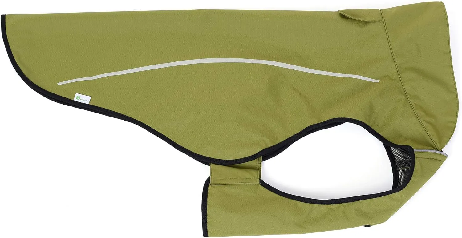 Mile High Life Dog Raincoat, Adjustable Waterproof Reflective Rain Jacket for Small Medium Large Dogs, Lightweight Breathable Pet Rain Coat with Leash Hole(Lime Yellow,M Chest 26-32")