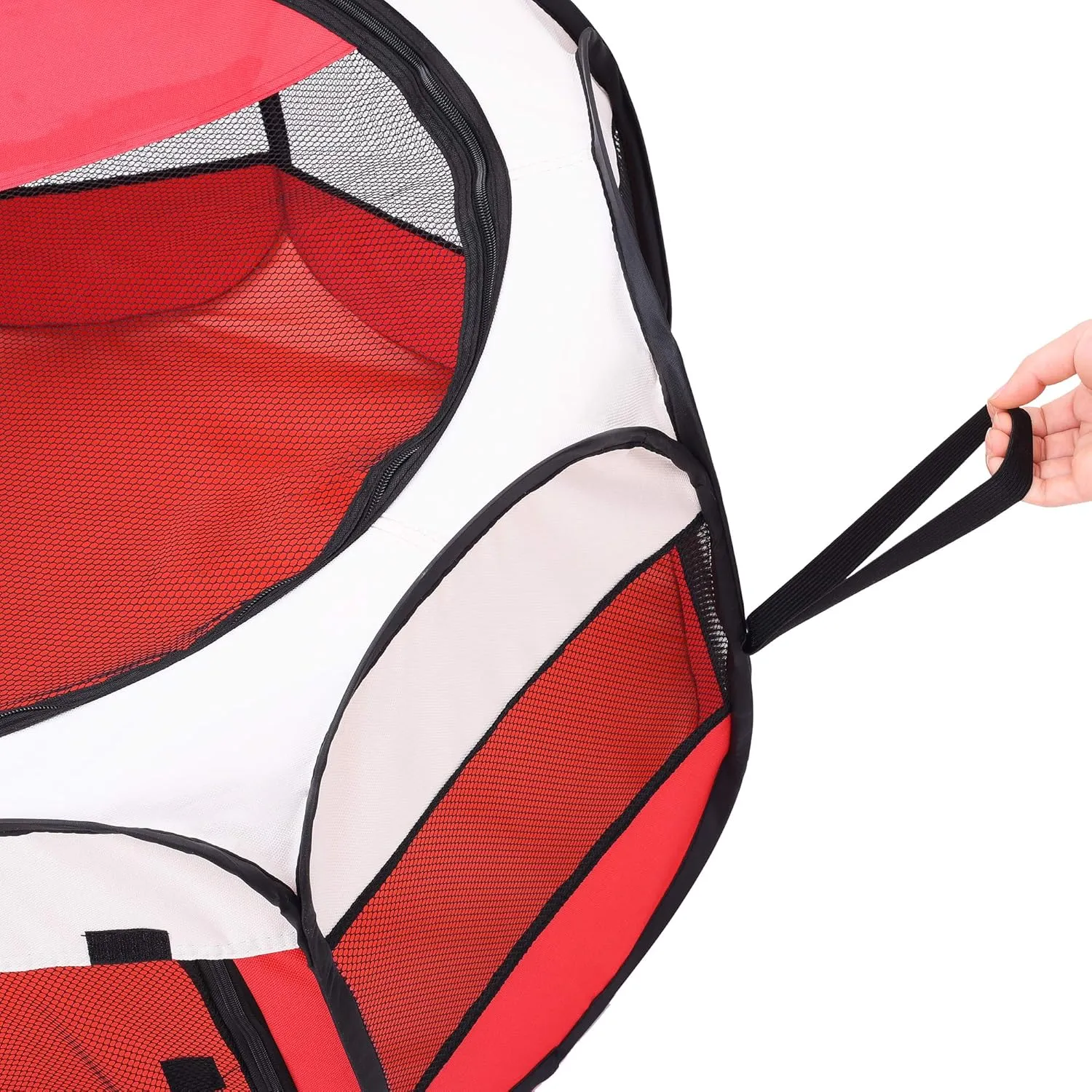 Mile High Life | Foldable Dog Playpen | Portable Dog Crate w Removable Shade Cover | Dog Kennel Indoor/Outdoor w Carry Case | Pen Tent for Dog/Cat/Rabbit(Red, Large (45"x45"x23"))