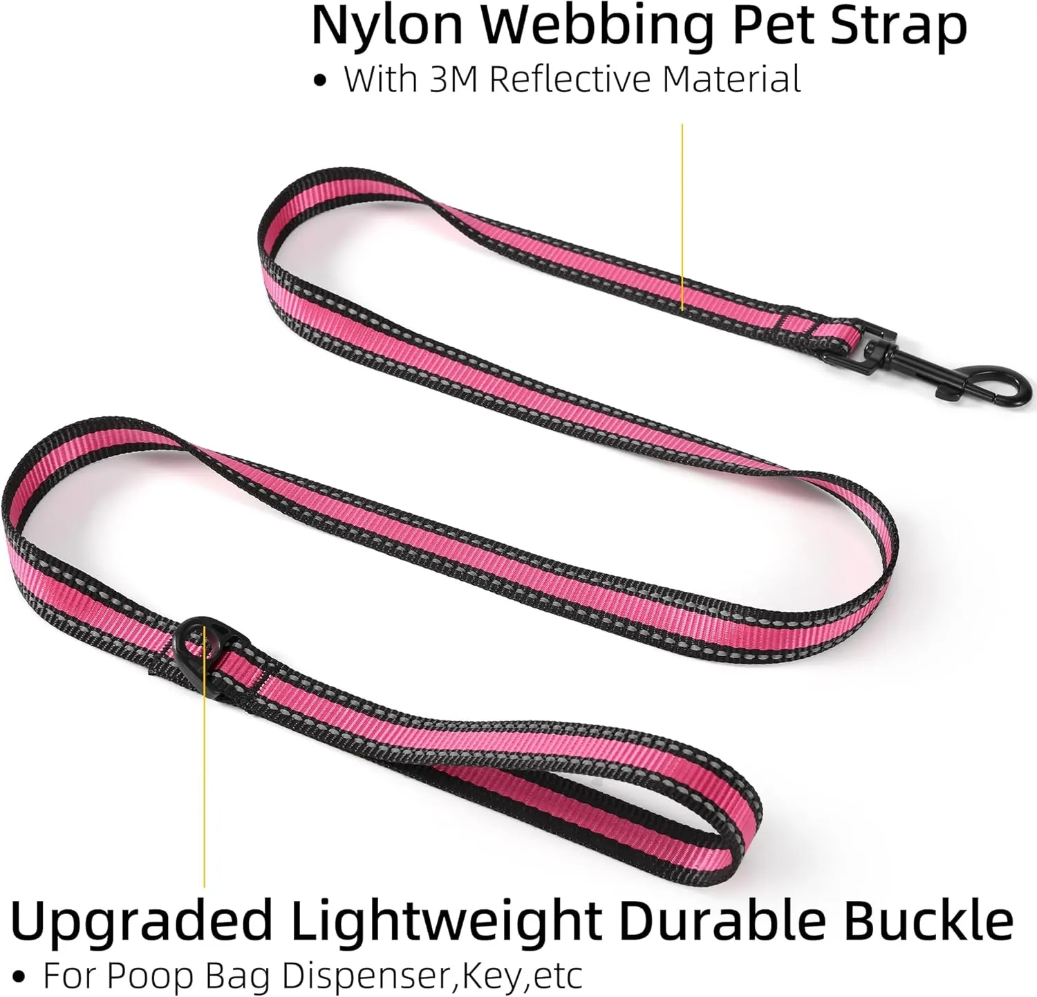 Mile High Life | Reflective Dog Collar Leash Set | Adjustable Collar Leash Set (Pink, Large (Pack of 2))