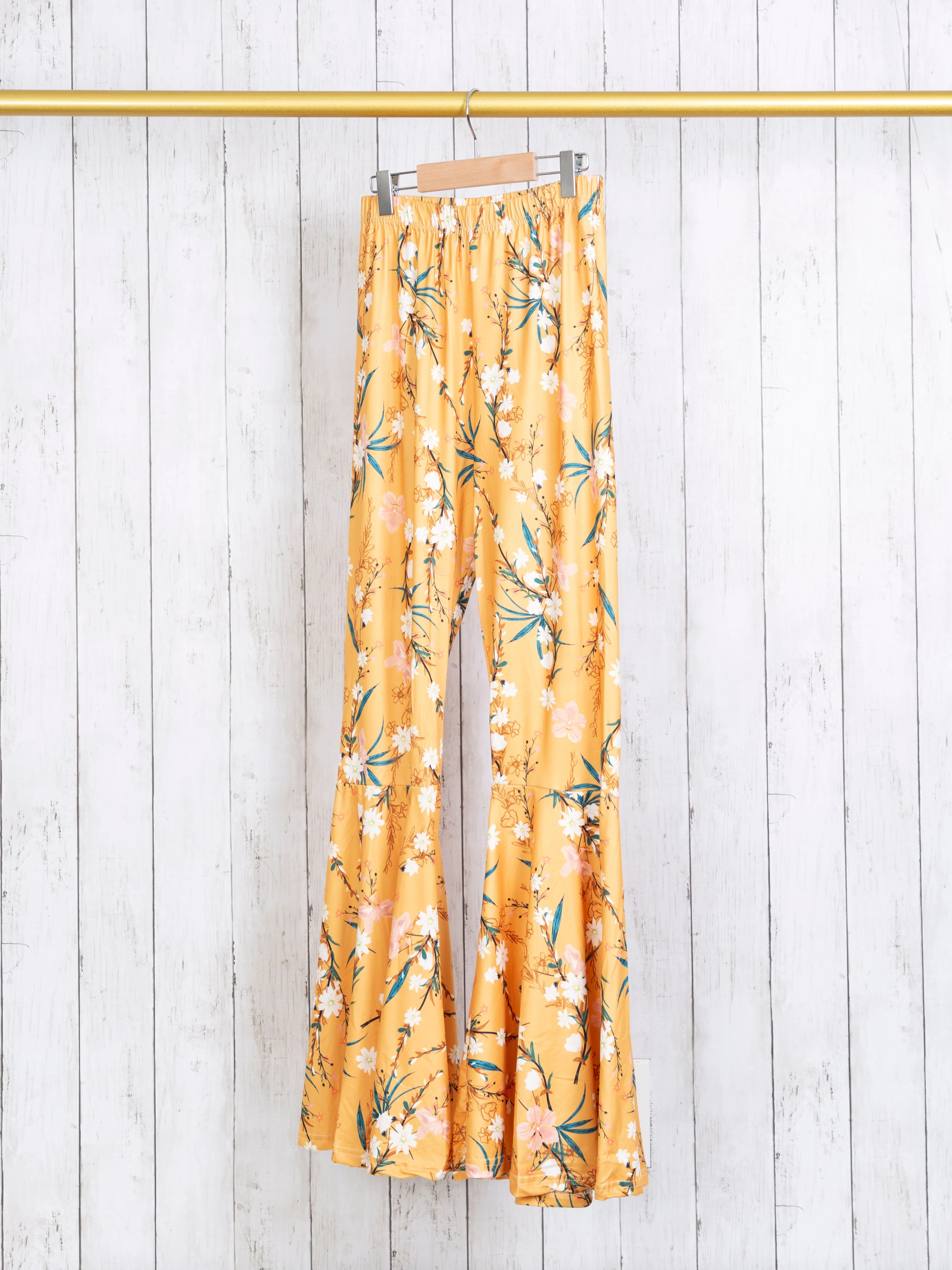 Mom & Me Butterscotch Yellow Floral Bell Bottoms
