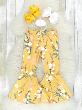 Mom & Me Butterscotch Yellow Floral Bell Bottoms