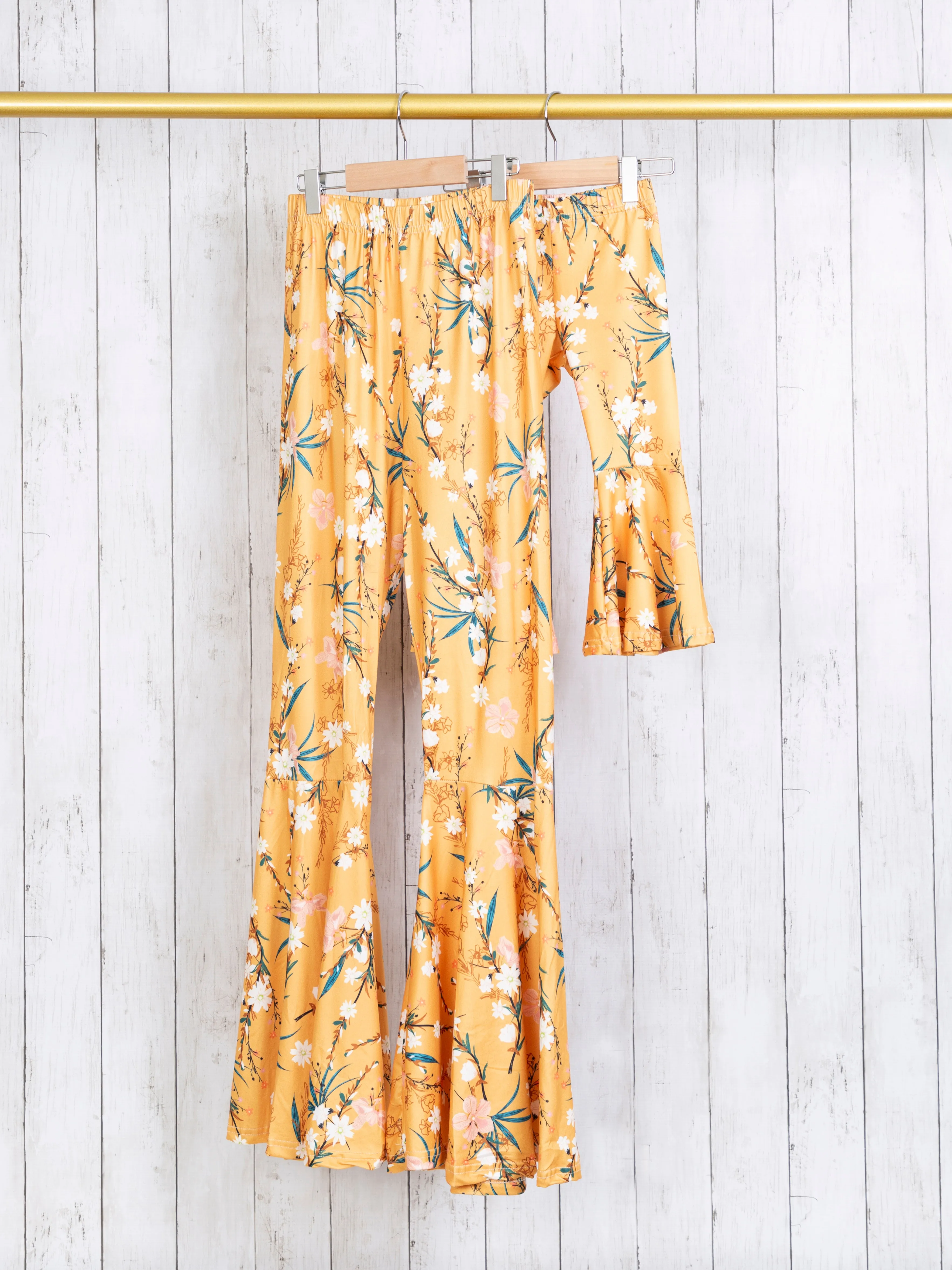Mom & Me Butterscotch Yellow Floral Bell Bottoms
