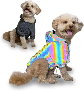 Murphy's Space Gear Space Cadet's Holographic Rain Jacket for Dogs, Reflective Water Resistant Dog Raincoat, Adjustable Drawstrings, Premium Stylish Dog Rain Jacket - X-Large