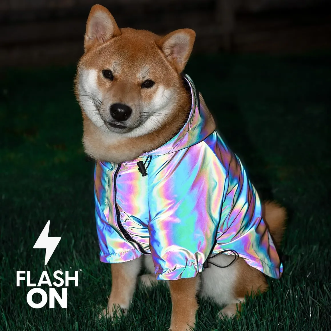 Murphy's Space Gear Space Cadet's Holographic Rain Jacket for Dogs, Reflective Water Resistant Dog Raincoat, Adjustable Drawstrings, Premium Stylish Dog Rain Jacket - X-Large