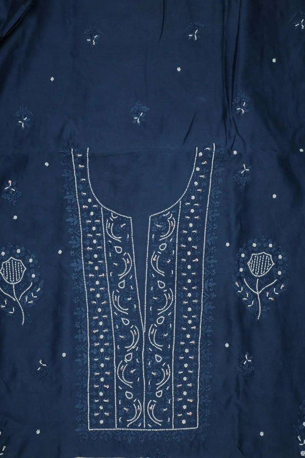 Navy Blue Chamki work Top with Mangalagiri Bottom
