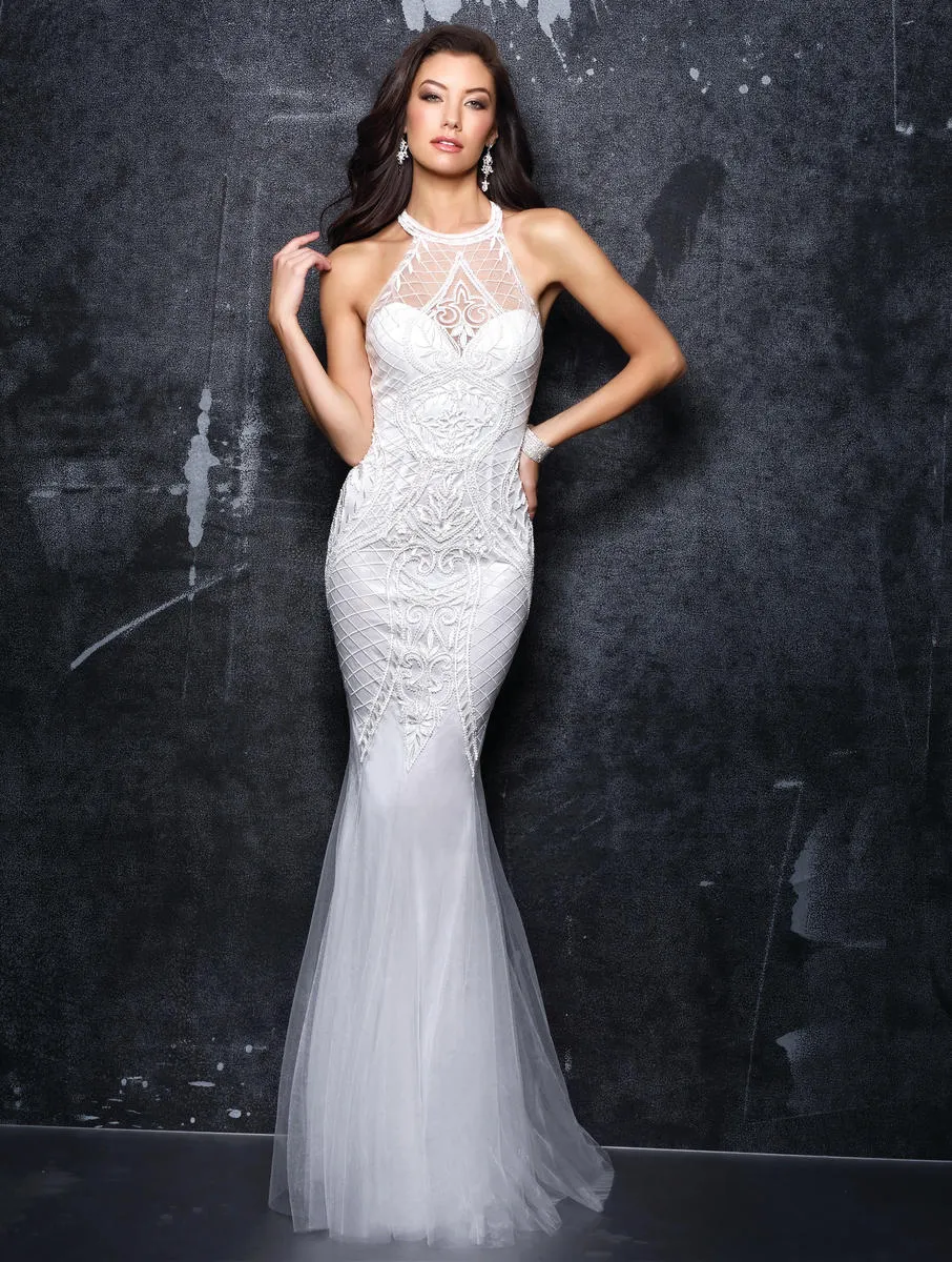 Nina Canacci 4145 size 6 White beaded lace mermaid wedding dress