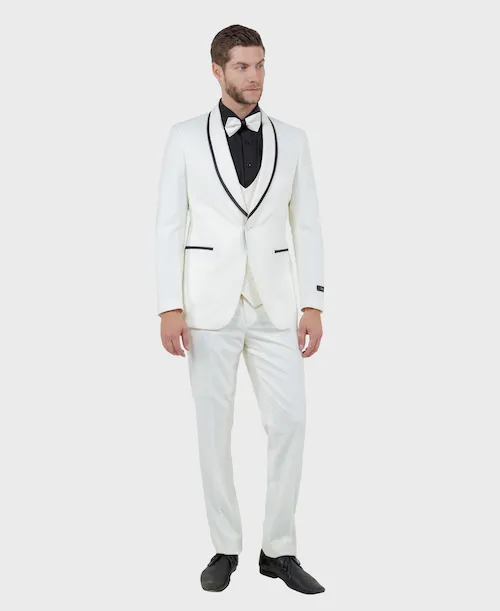 Off White 3 Piece Slim Fit Tuxedo