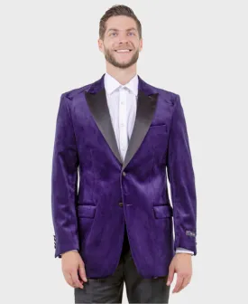 Purple Velvet Peak Lapel Blazer