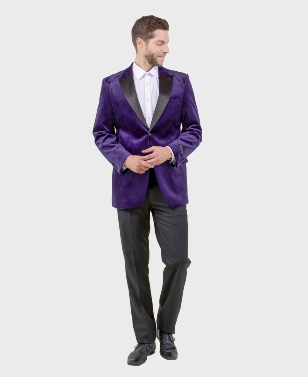 Purple Velvet Peak Lapel Blazer