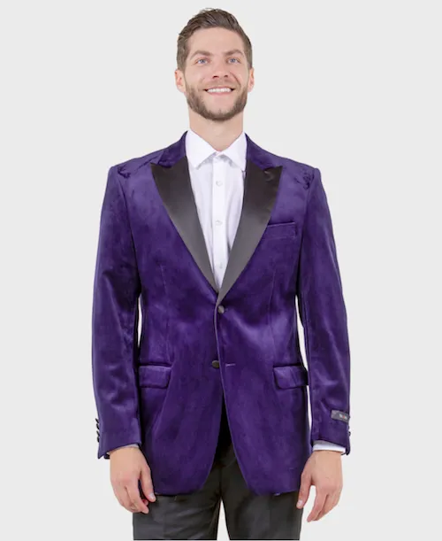 Purple Velvet Peak Lapel Blazer