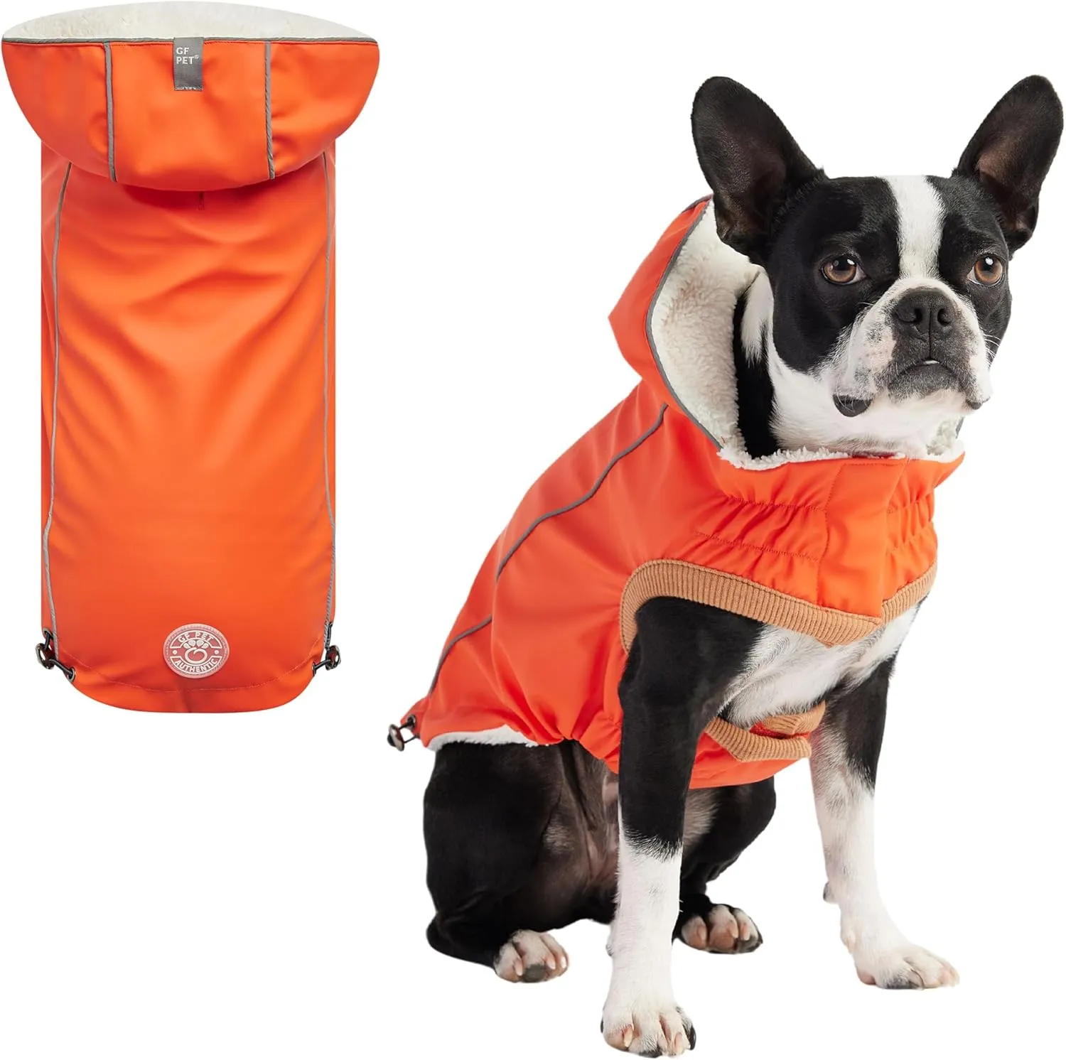 Raincoat for Dogs | Insulated & Reflective Waterproof Dog Rain Coat Jacket with Adjustable Hood, Neck, Chest | Comfortable & Easy-On Dog Rain Coats for Pets - Orange - Large