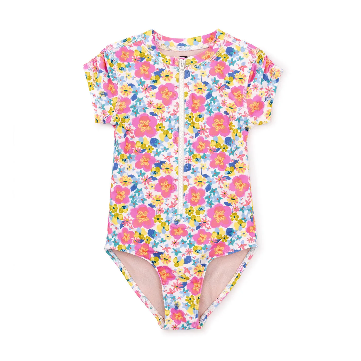 Rash Guard One-Piece Swimsuit - Tropical Hibiscus Floral - FINAL SALE