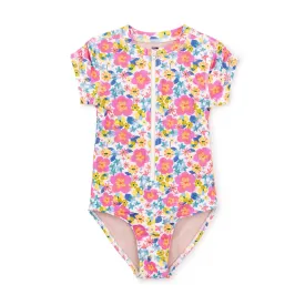 Rash Guard One-Piece Swimsuit - Tropical Hibiscus Floral - FINAL SALE
