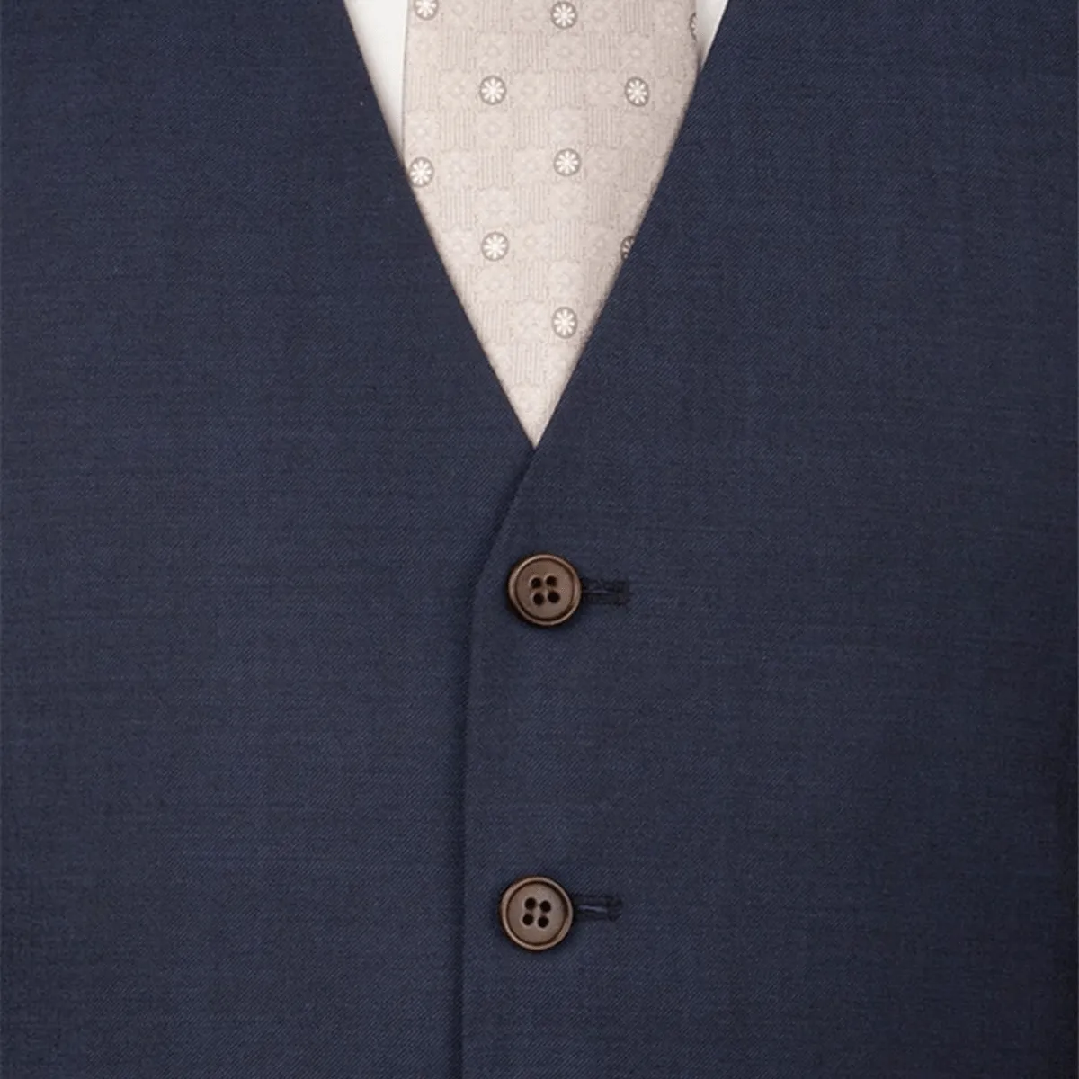 Rembrandt Classic Fit Churchill Suit Vest in Blue Contrast Twill Pure Wool