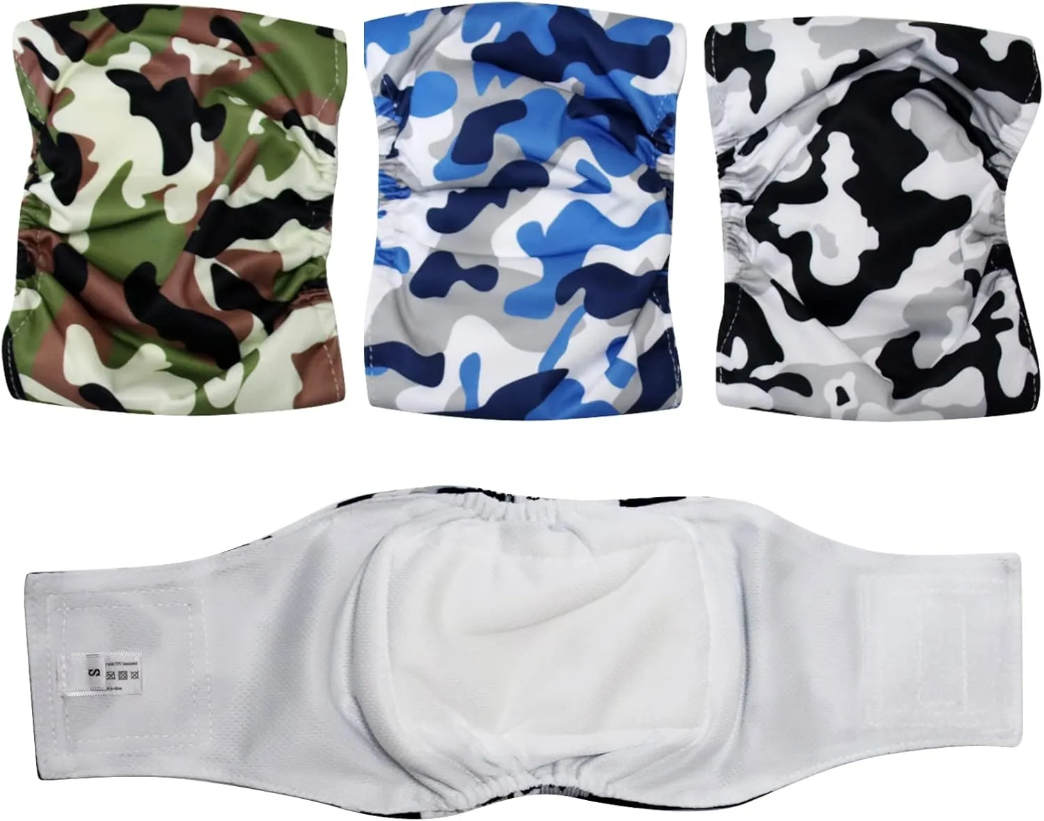 Reusable Belly Bands for Small Dogs,3 Pack Premium Washable Dog Diapers Male Puppy Nappies Wrap Camo,XS