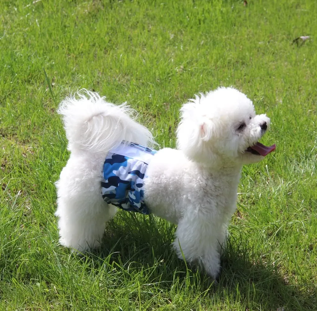 Reusable Belly Bands for Small Dogs,3 Pack Premium Washable Dog Diapers Male Puppy Nappies Wrap Camo,XS