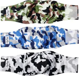 Reusable Belly Bands for Small Dogs,3 Pack Premium Washable Dog Diapers Male Puppy Nappies Wrap Camo,XS