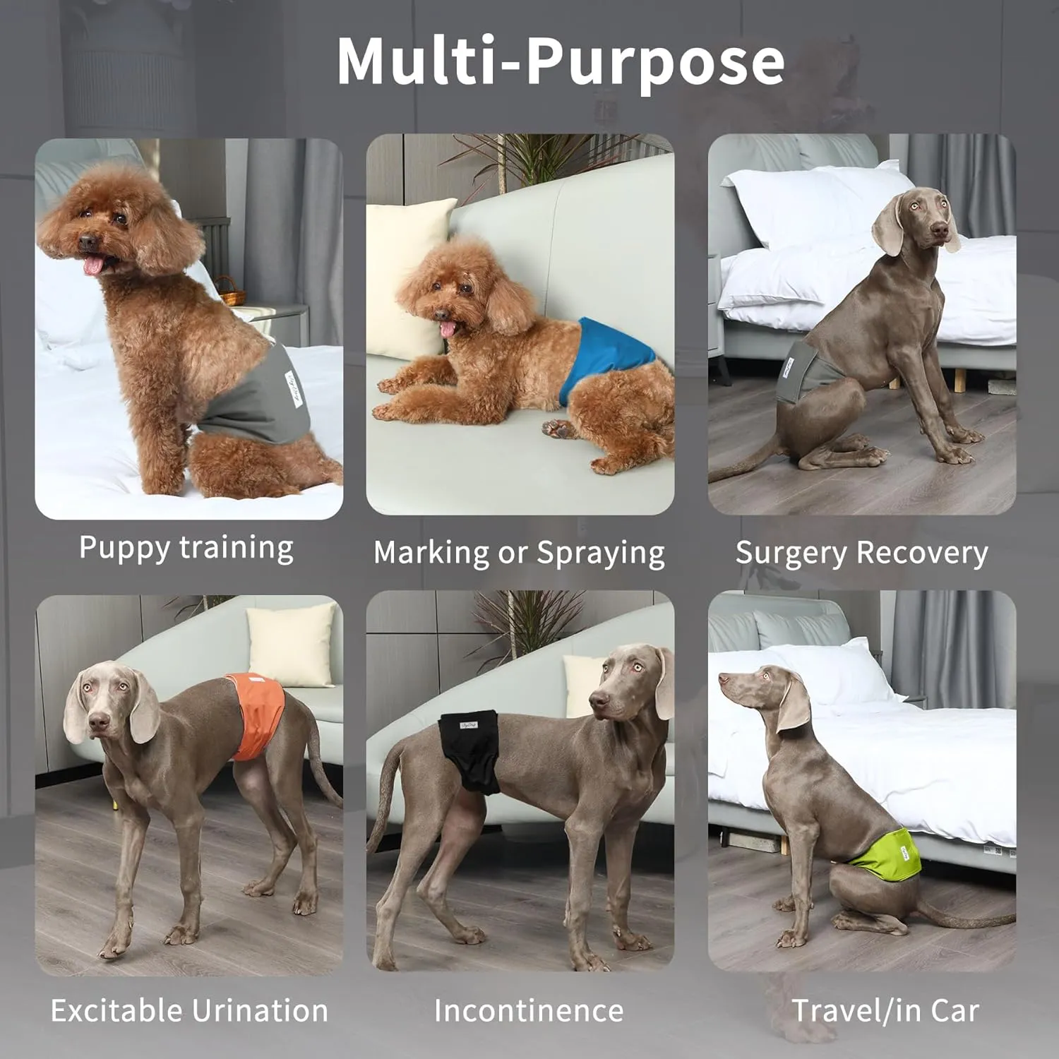Reusable Dog Belly Bands for Male Dogs Diapers,5 Pack Premium Washable Dog Diapers Male Doggie Nappies Wrap,XL