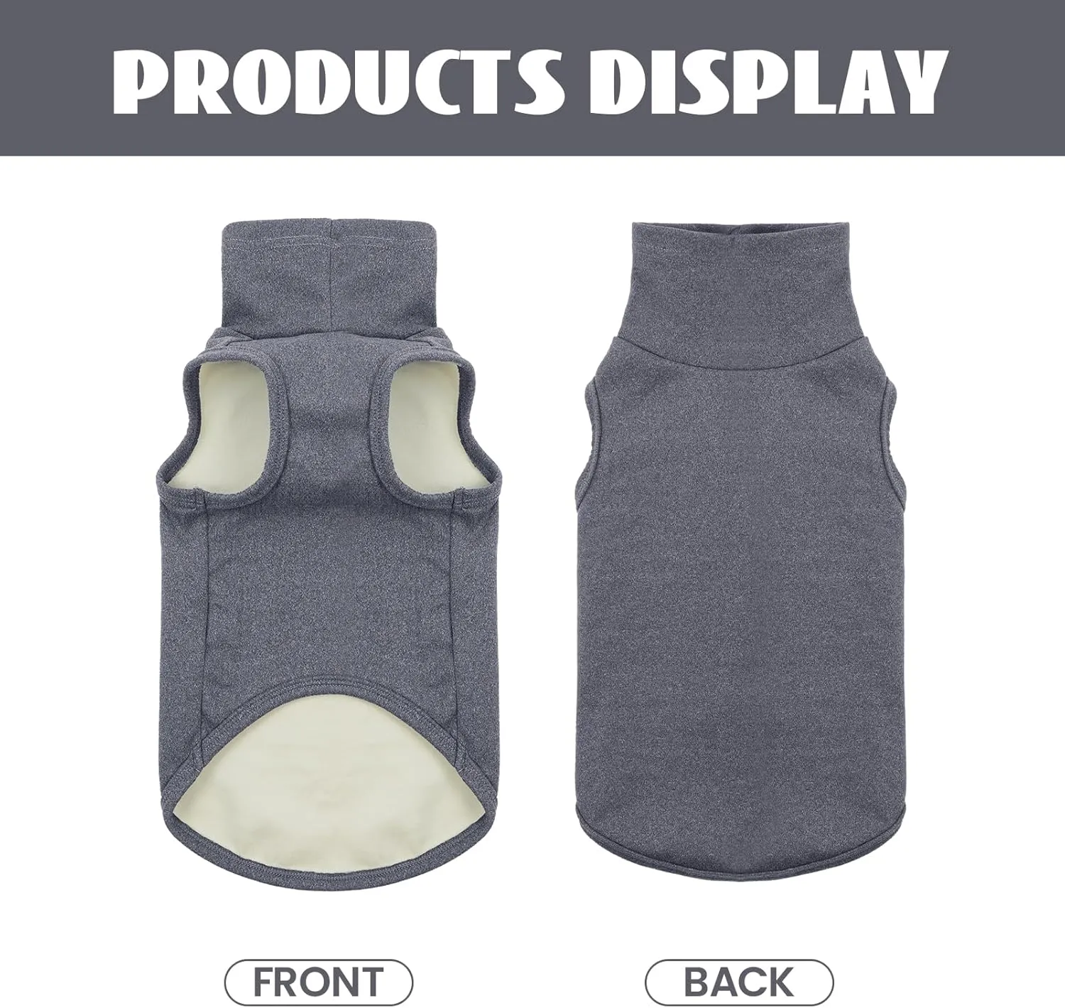 ROZKITCH Dog Sweaters Soft Fleece Pullover Sweatshirt Pajamas, Turtleneck Warm Pet Cold Weather Jacket Stretchy Vest Jumpsuit Apparel Outfit Clothes for Small Medium Large Dogs Walking Sleep Grey XL