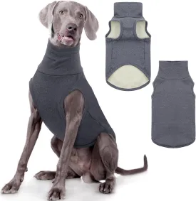 ROZKITCH Dog Sweaters Soft Fleece Pullover Sweatshirt Pajamas, Turtleneck Warm Pet Cold Weather Jacket Stretchy Vest Jumpsuit Apparel Outfit Clothes for Small Medium Large Dogs Walking Sleep Grey XL