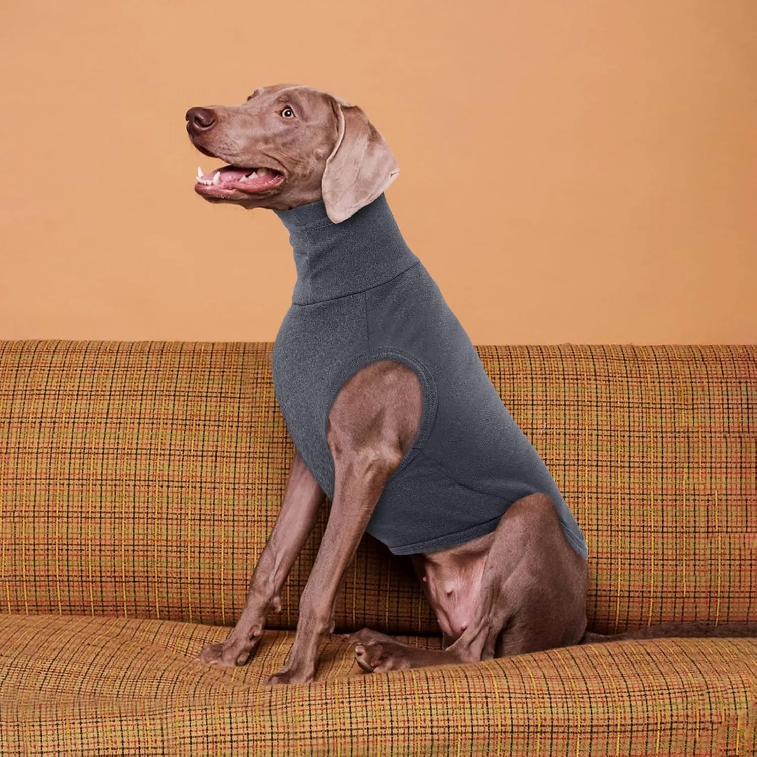 ROZKITCH Dog Sweaters Soft Fleece Pullover Sweatshirt Pajamas, Turtleneck Warm Pet Cold Weather Jacket Stretchy Vest Jumpsuit Apparel Outfit Clothes for Small Medium Large Dogs Walking Sleep Grey XL