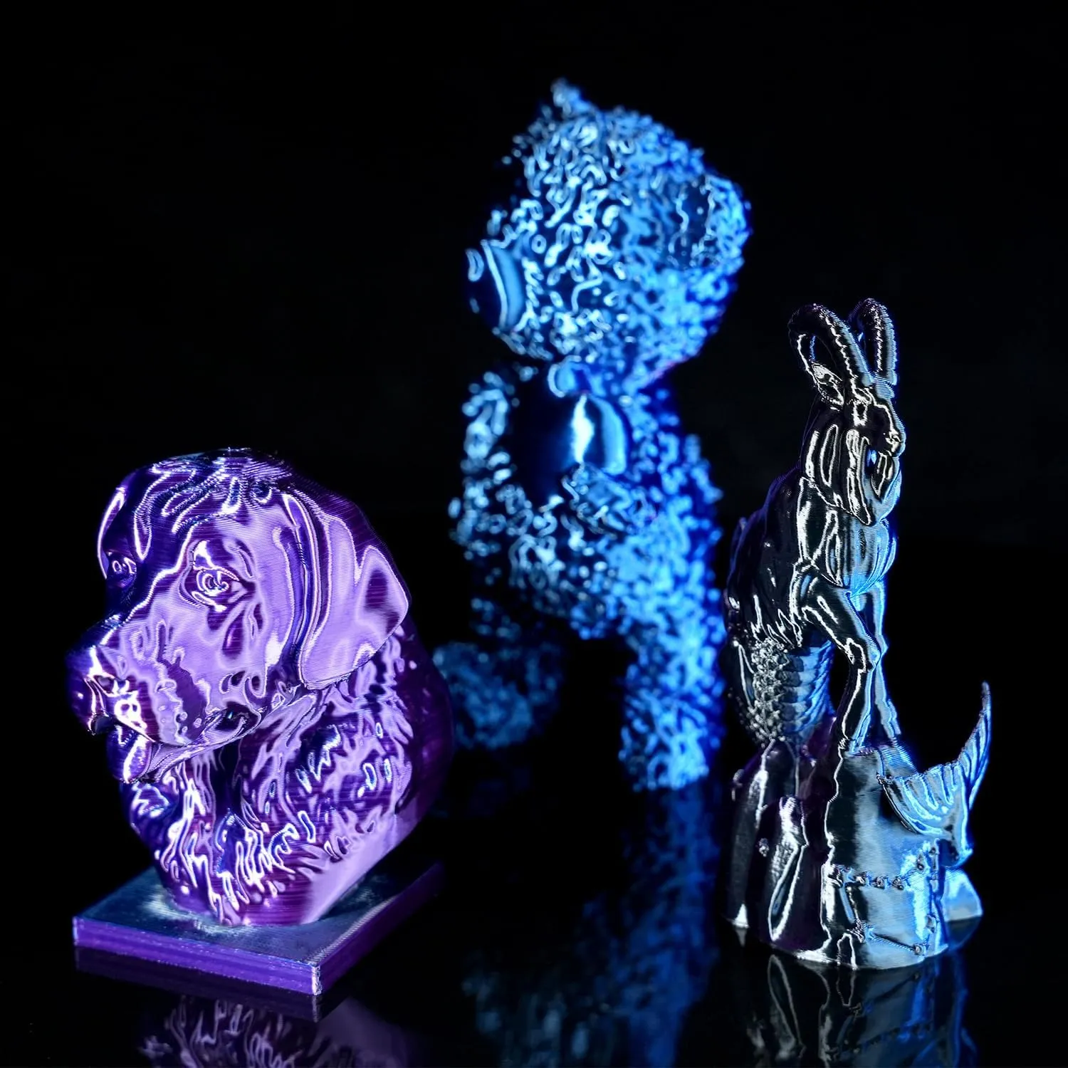 Silk Tri-Color PLA FilamentCoextrusion PLA Filament 1.75mm,  /-0.03mm, 1KG/Roll, Silk PLA Blue & Purple & Black