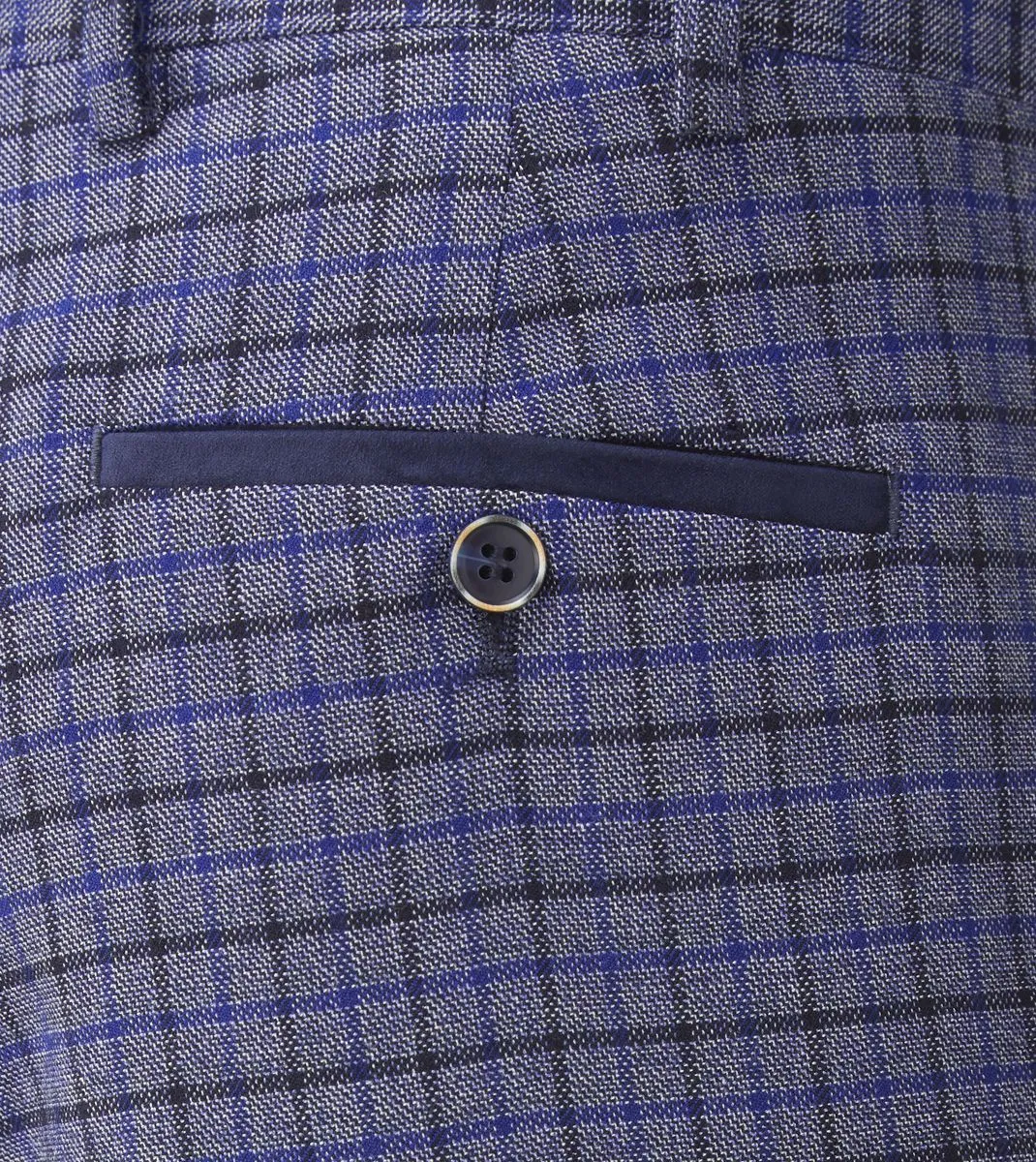 Skopes Enzo Blue & Navy Check Tailored Trousers
