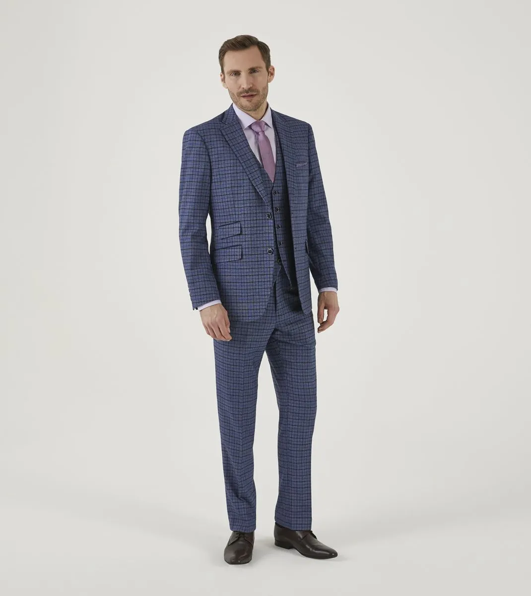 Skopes Enzo Blue & Navy Check Tailored Trousers