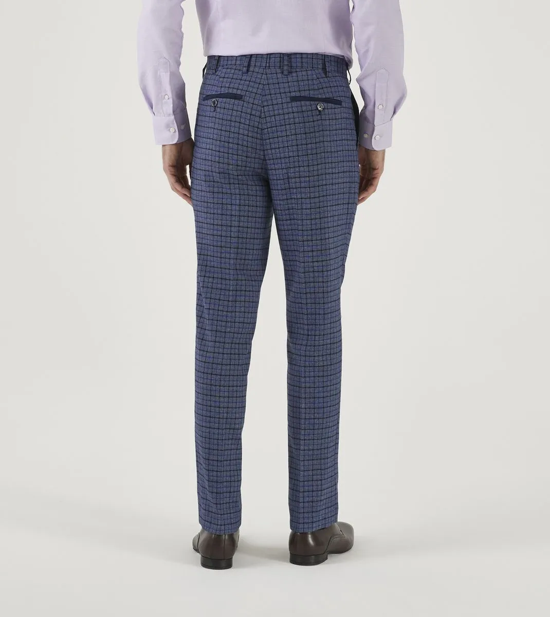 Skopes Enzo Blue & Navy Check Tailored Trousers