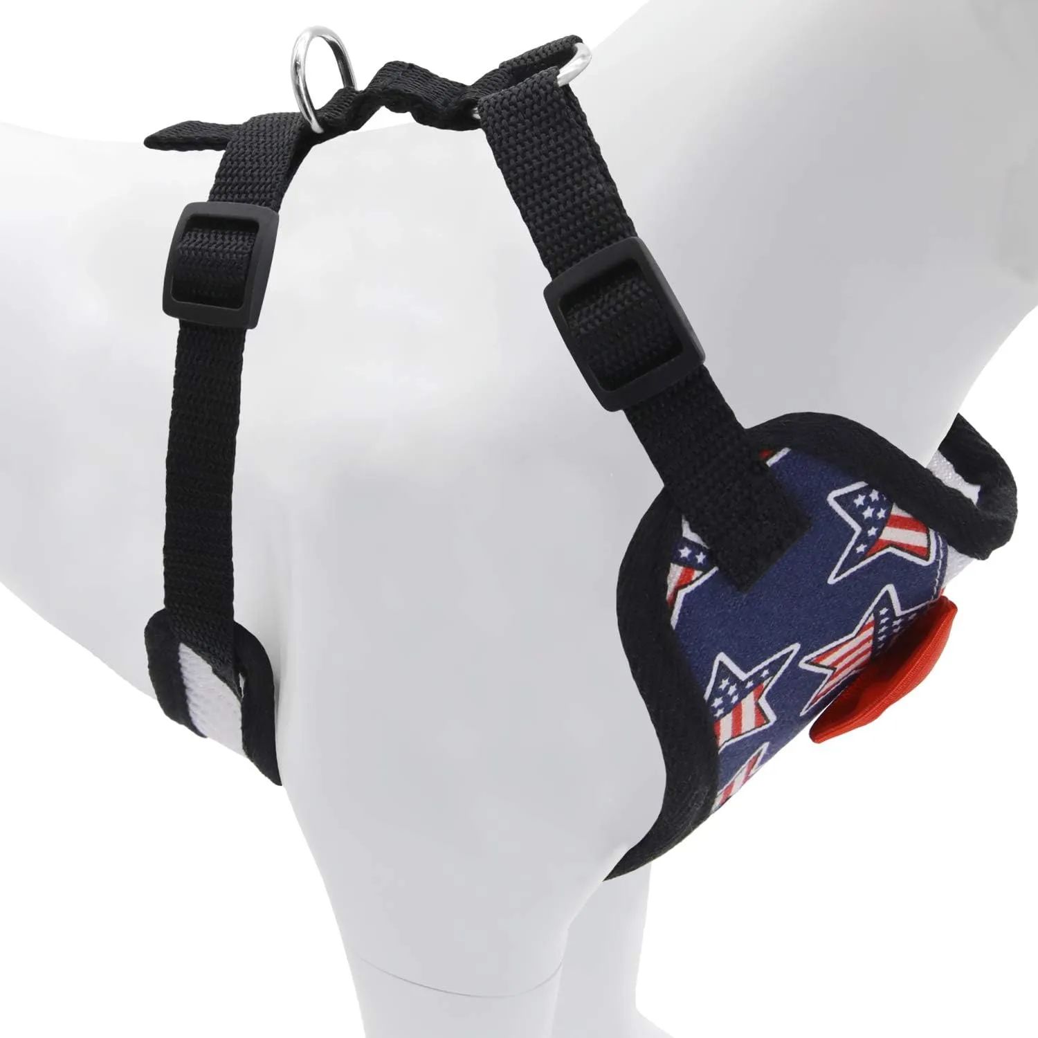 Small Puppy Harness with Bowtie, Adjustable Dog Vest Mesh Tuxedo Harness for Small Dog Kitten, Perfect for Party Wedding Holiday(L, US Flag)