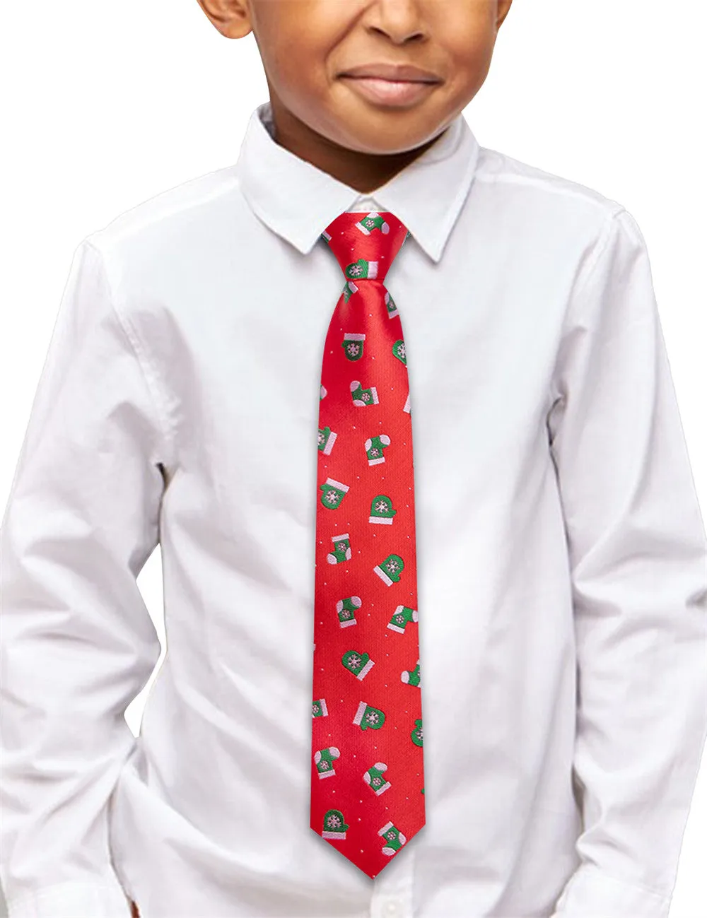 Ties2you Kids Tie Red Christmas Elements Children Pre-Tied Necktie Hanky Set