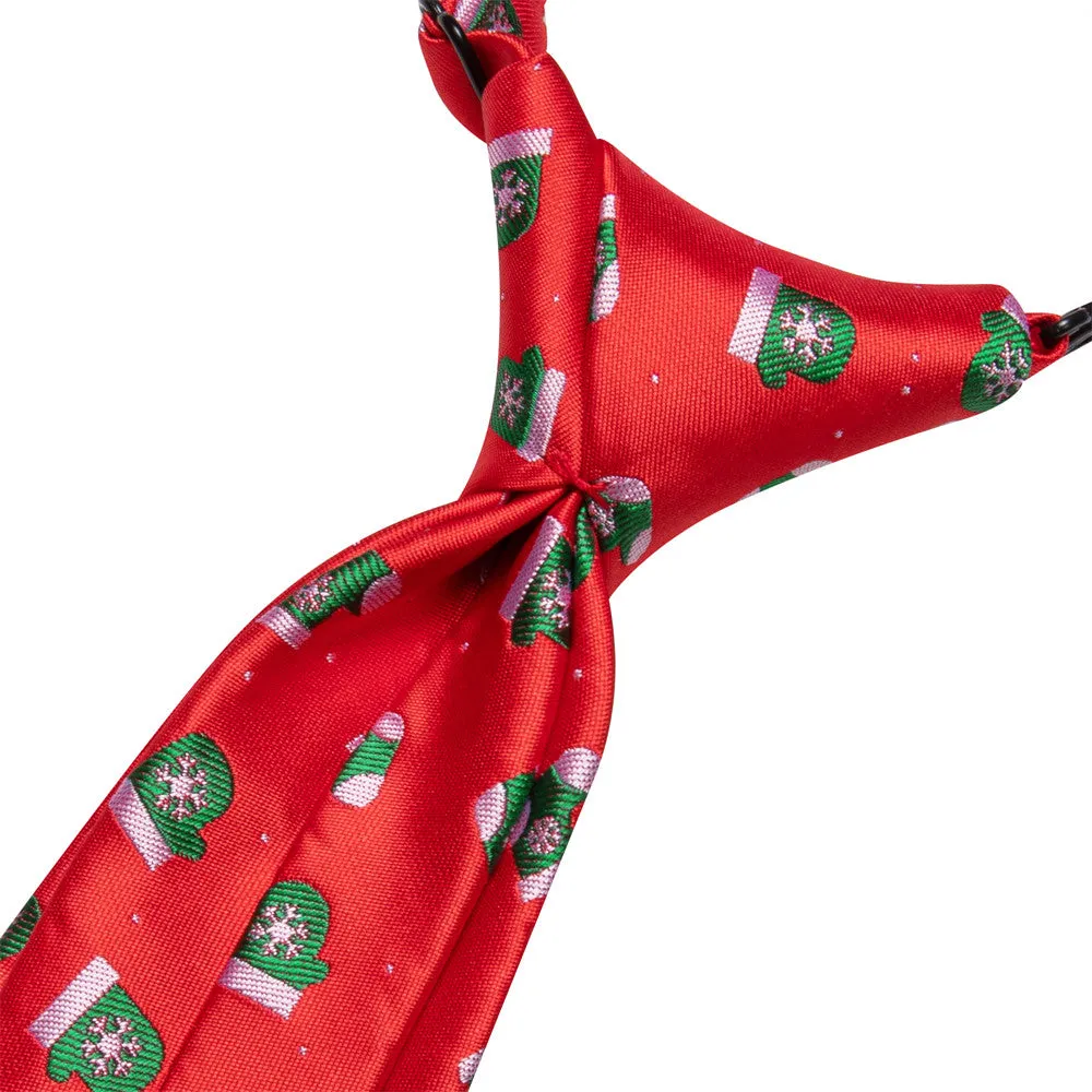 Ties2you Kids Tie Red Christmas Elements Children Pre-Tied Necktie Hanky Set