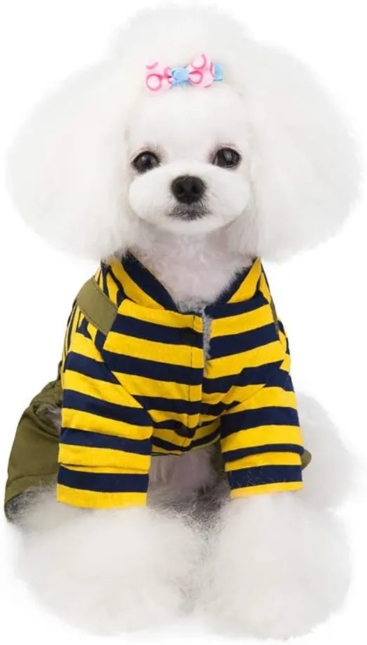 Trudz PET Dog Coat Dog Clothes Hoodies,Rdc Pet Thickened Dog Cotton Jacket, Dog Overall Fleece Warm Sweater, 4 Legs Cold Weather Clothes for Small Dog Medium Dog Cat (Yellow,M)