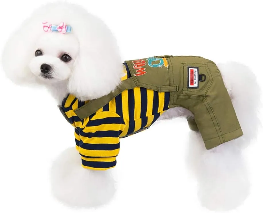 Trudz PET Dog Coat Dog Clothes Hoodies,Rdc Pet Thickened Dog Cotton Jacket, Dog Overall Fleece Warm Sweater, 4 Legs Cold Weather Clothes for Small Dog Medium Dog Cat (Yellow,M)