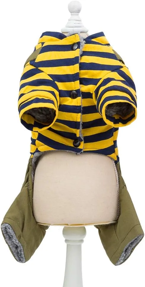 Trudz PET Dog Coat Dog Clothes Hoodies,Rdc Pet Thickened Dog Cotton Jacket, Dog Overall Fleece Warm Sweater, 4 Legs Cold Weather Clothes for Small Dog Medium Dog Cat (Yellow,M)