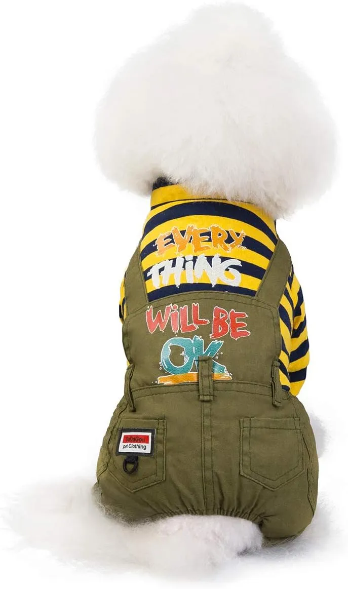 Trudz PET Dog Coat Dog Clothes Hoodies,Rdc Pet Thickened Dog Cotton Jacket, Dog Overall Fleece Warm Sweater, 4 Legs Cold Weather Clothes for Small Dog Medium Dog Cat (Yellow,M)